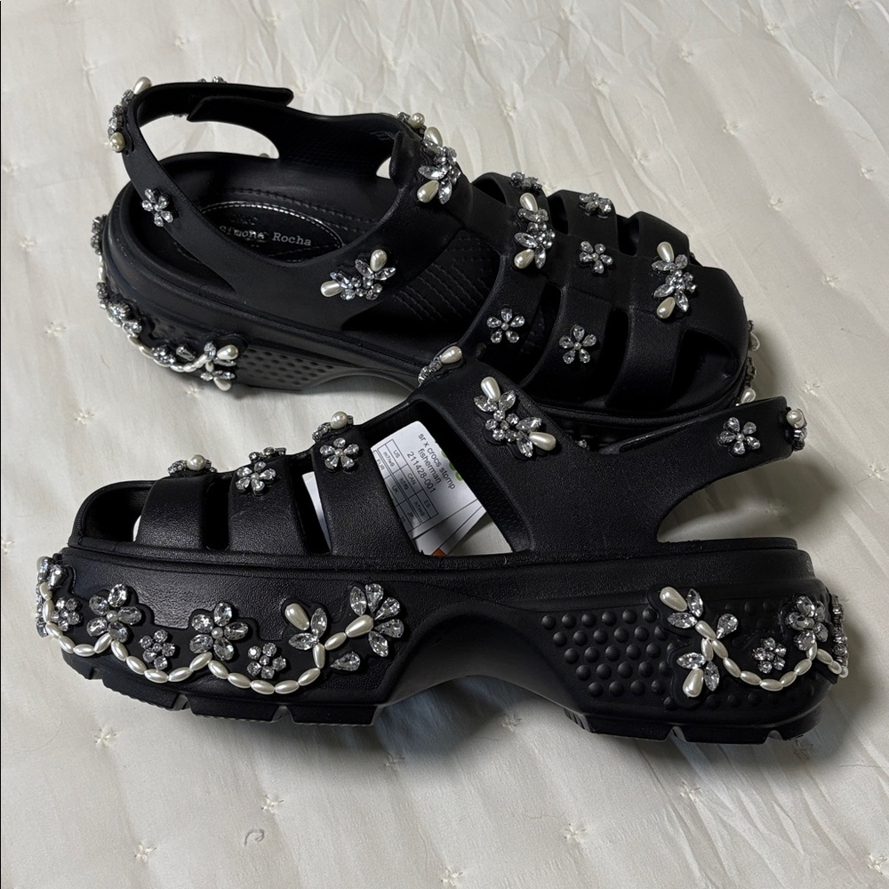 Simone Rocha NWT CROCS Black Embellished Sandals